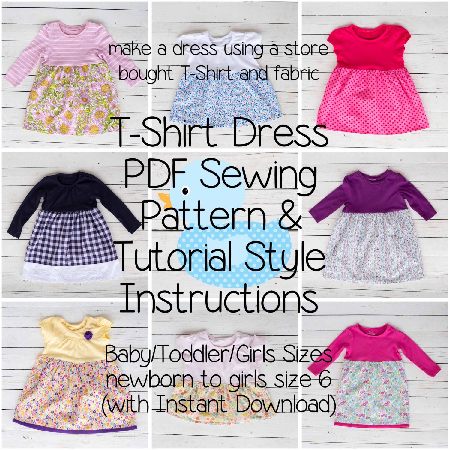 T-Shirt Dress PDF Sewing Pattern & Tutorial Style Instructions