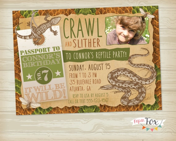 Reptile Birthday Party Invitations 8