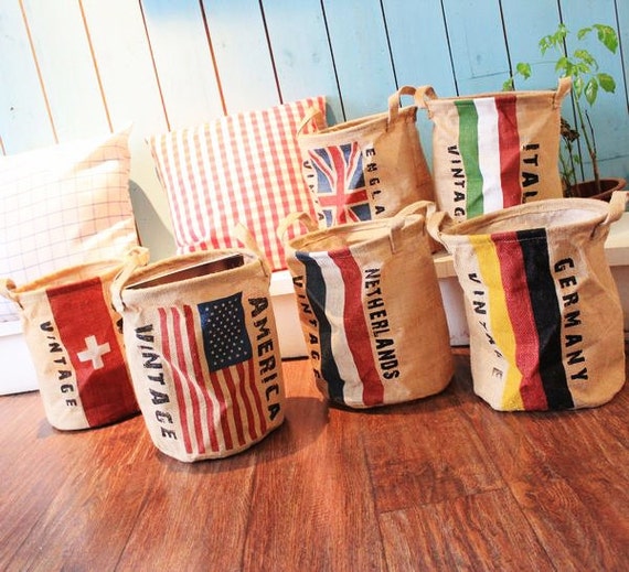 Items similar to Linen Storage Basket, Recycle Laundry Basket, Country