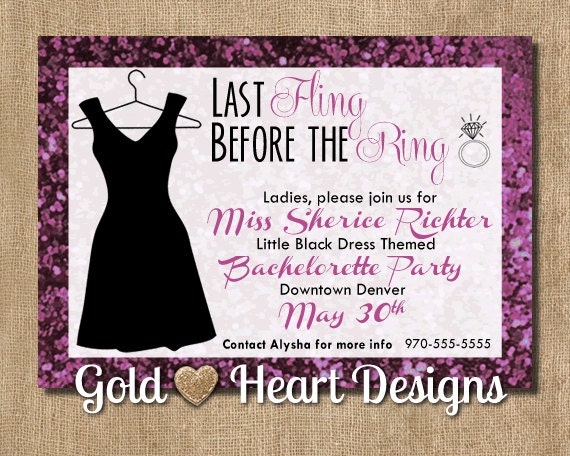 Little Black Dress Bachelorette Party Invitations 10