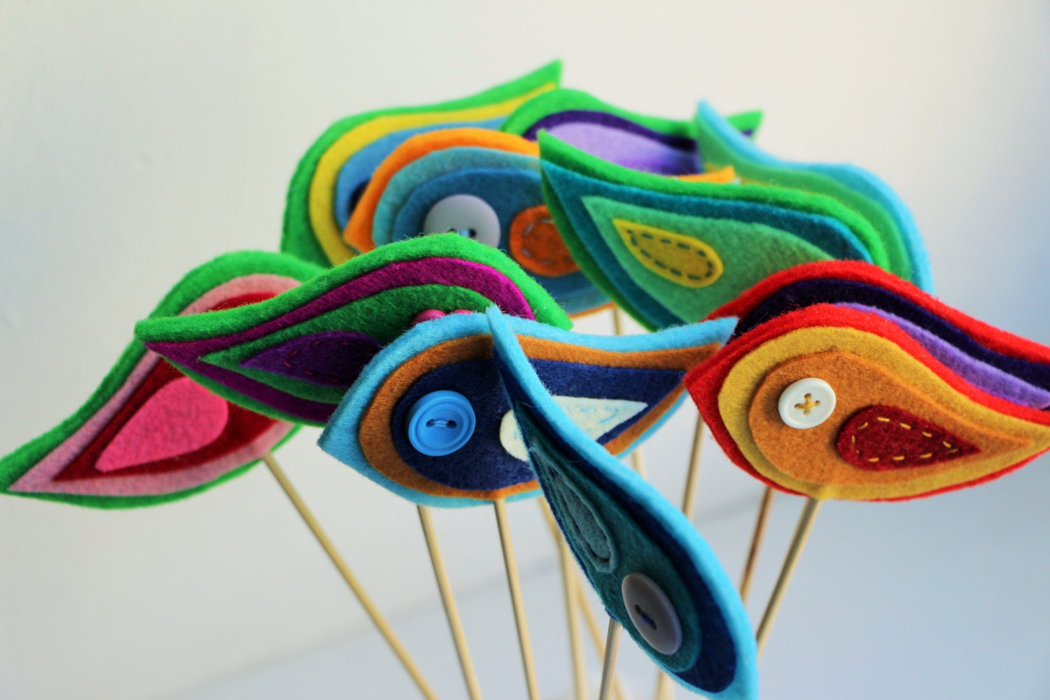 Felt Birds on Stick Home Easter Decor Wedding Decor