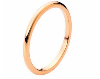 Tungsten Carbide Wedding Band Ring 2mm 18k Rose Gold Plated Domed ...