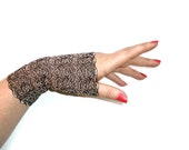 Black Gold Lace Cuffs Armwarmers Fingerless Gloves Noir Avante Garde Burlesque Flapper Gothic Steampunk Victorian Art Deco Lolita Emerald