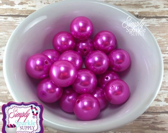 Fushia Pink pearl chunky wholesale beads 20mm bubblegum beads