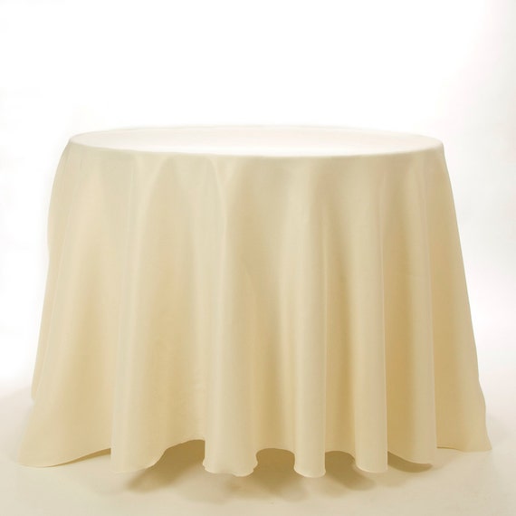 120 Ivory Round Tablecloth on 100 polyester by KINGDOMOFFABRICS