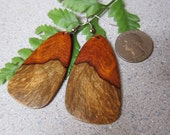 Beautiful Amboyna Burl Exotic Wood Dangle Earrings ExoticWoodButtonsAnd handcrafted ecofriendly