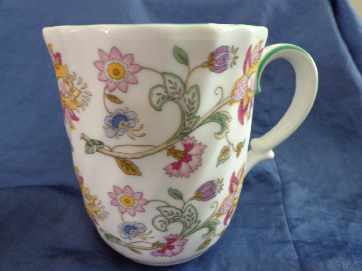 MINTON Haddon Hall Bone China Mug Green Rim Made in