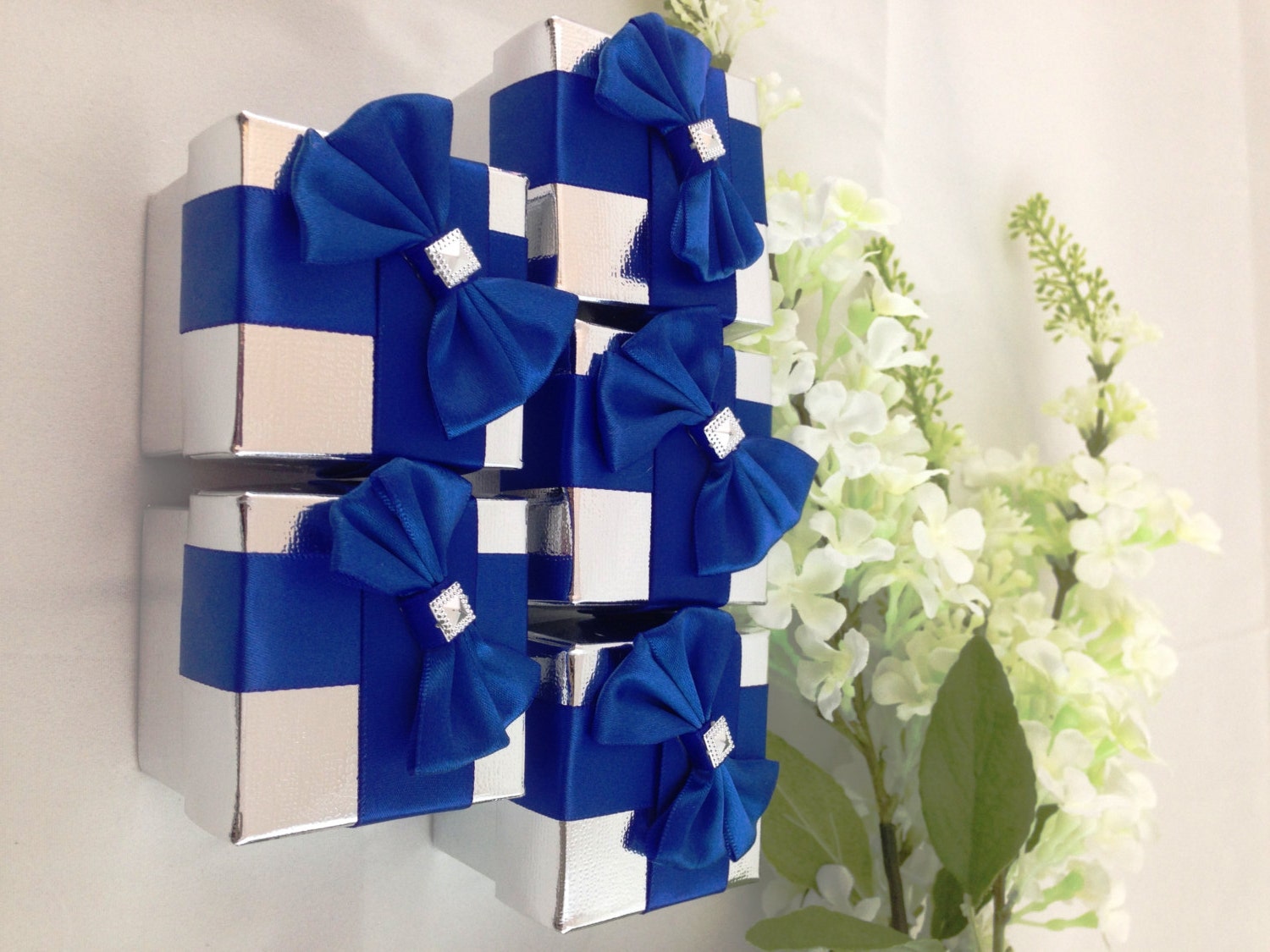 25 Royal Blue Silver Favor Box Wedding by AlyMishelleDesigns