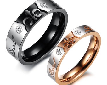2 pcs His and Her Rings Titanium Ring Couples Rings Couples Ring Couple