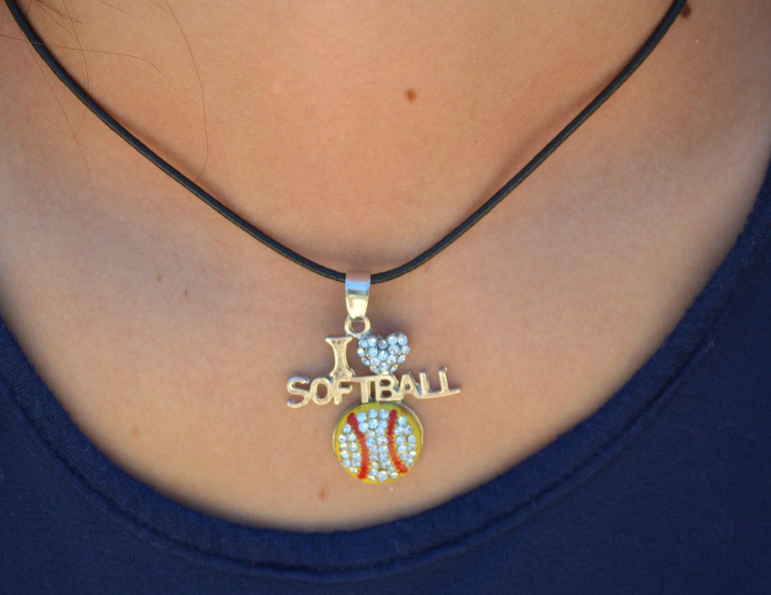 Softball Necklace for Softball Team Gift I Heart
