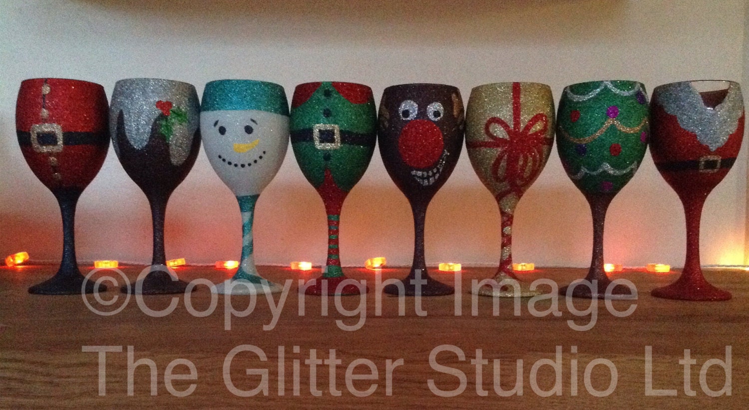 Christmas Glitter Wine Glass by GlitterStudio97 on Etsy