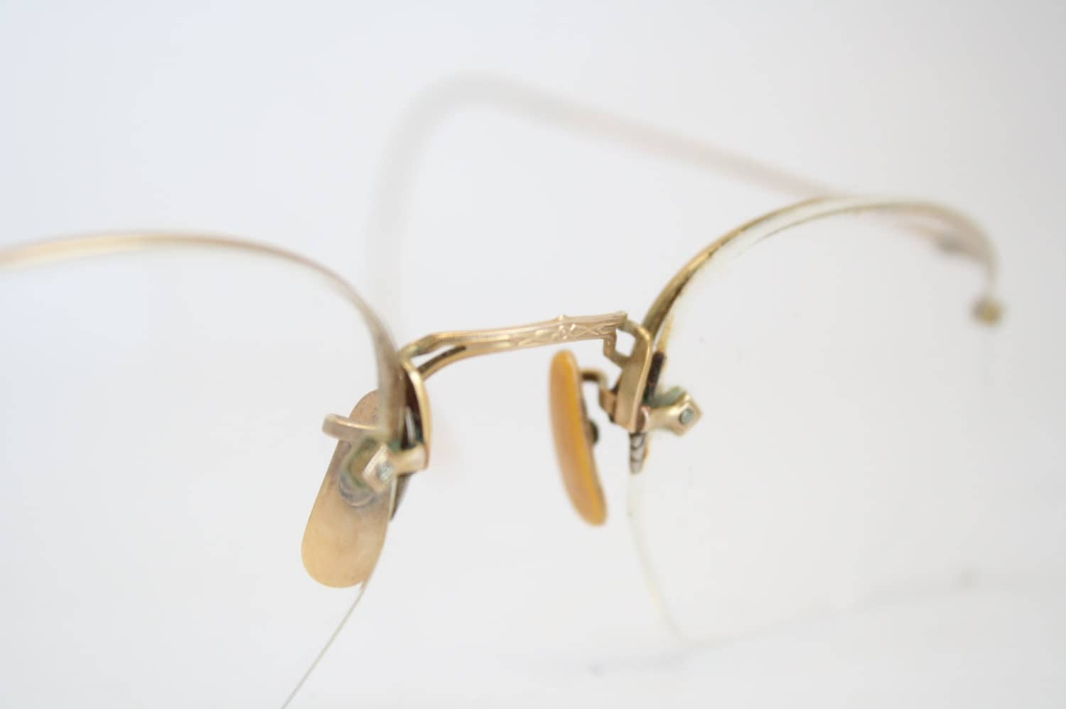 Antique Eyeglasses Gold Semi Rimless Antique Spectacles