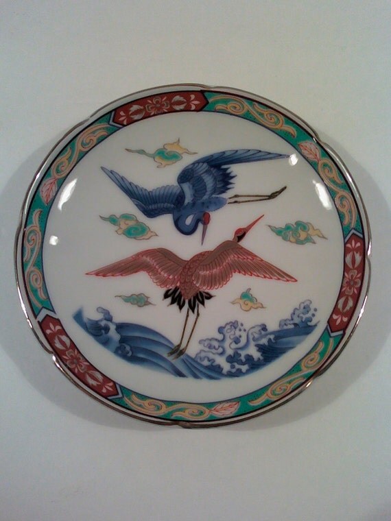 Asian Pearl Japanese Amari China Decorative Porcelain Dish Two