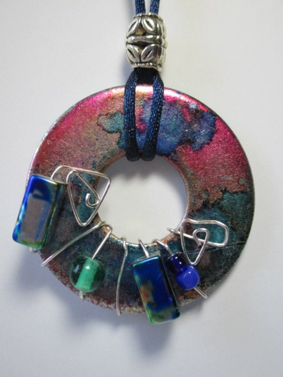 Washer NecklaceMetal Washer Necklace Beaded Washer Necklace