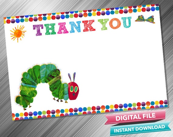 Very Hungry Caterpillar Thank you card INSTANT by kidspartydiy