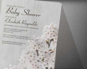 cherry blossom baby shower invites