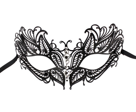 New Masquerade Mask Black ButterflyFiligree Laser Cut