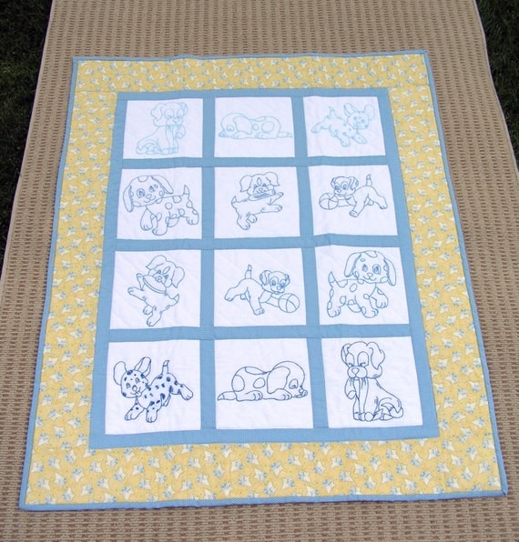 Hand embroidered baby quilt