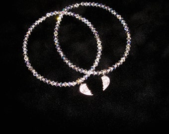 Swarovski Crystal & Sterling Silver BEST FRIENDS Bracelet Set