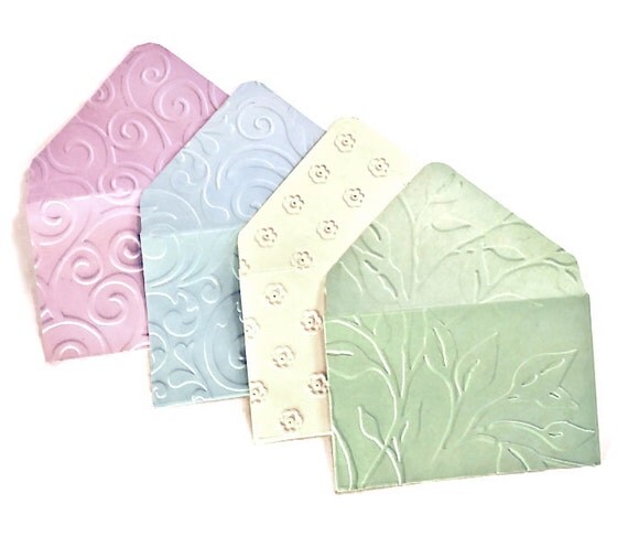 12 Pretty Pastel Gift Card Envelopes Embossed Mini Envelopes