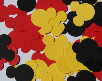 100 Black/Red/Yellow Mickey Mouse Confetti, Mickey Mouse Birthday, Mickey Mouse Baby Shower, Mickey Party, Disney die cuts