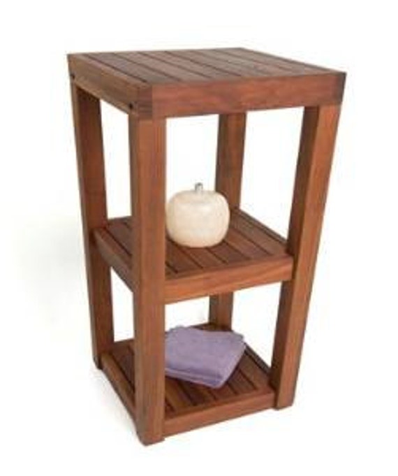 Shower Room Teak Floor Caddy 3 Tiers 12l x 12w x