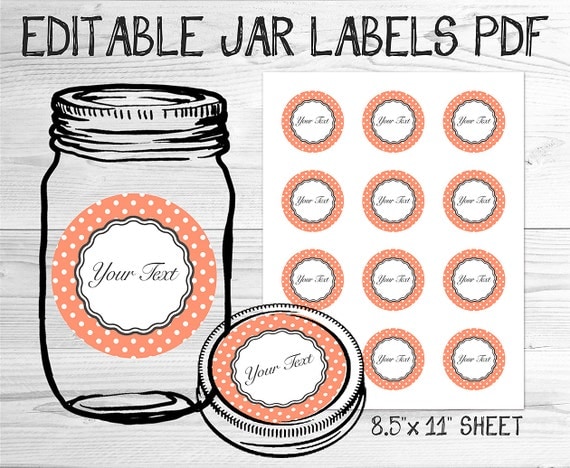 items similar to pdf editable canning jar labels