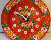 Limited Edition Unique Large Hand-Painted 24cm Metal Canalware Dish Wall Clock