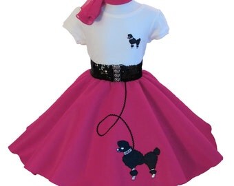 4 pc 50's POODLE SKIRT OUTFIT for Child 4 5 6 7 8 - Choose size/color