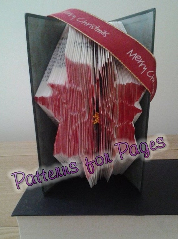 Book folding pattern for a CHRISTMAS POINSETTIA