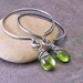 Petite Peridot Earrings Oxidized Sterling Silver Faceted Peridot Drop Earrings Rustic Jewelry Handmade Open Hoops August Birthstone Jewelry