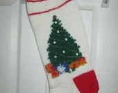 Hand Knitted Christmas Tree Stocking