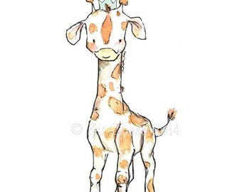 Children's Art -- Royal Giraffe -- Archival Print