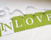 Lucky In Love Banner - Embossed Shamrocks - READY TO SHIP - Wedding Decor Bridal Shower Decor Wedding Banner St. Patricks Day Banner Il_170x135