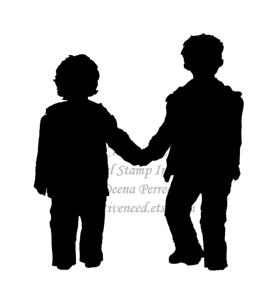 INSTANT Download Digital Stamp Image BROTHERS SILHOUETTE