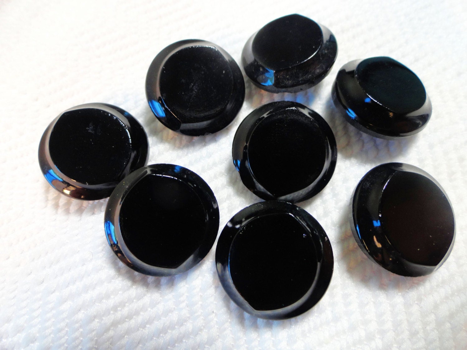 Edwardian Antique Buttons - 6 Vintage Classic Black Glass