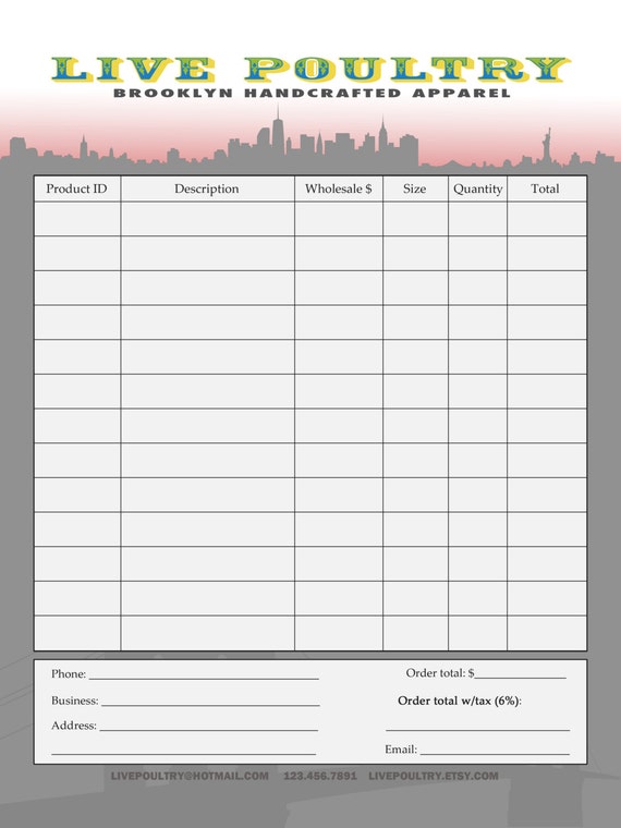 custom order form template design