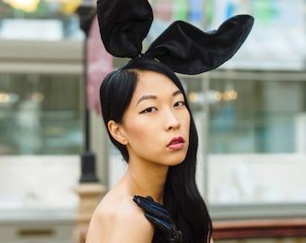 Bunny ears headband - Black bunny ears - Tall bunny ears headband - Vuitton bunny ears.