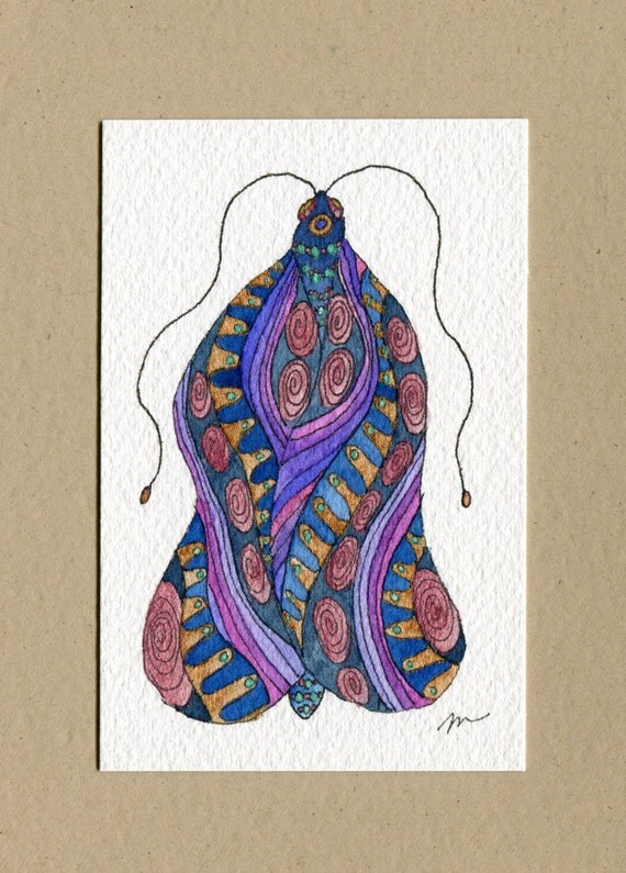 Iridescent Gypsy Moth, original watercolor