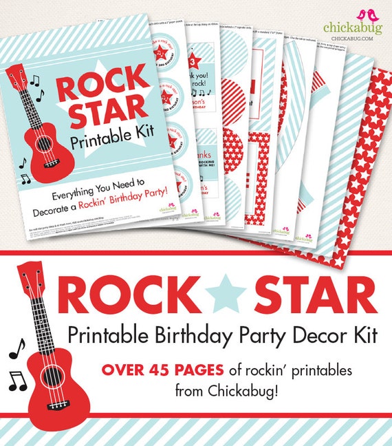 Free Printable Rockstar Party Decorations | items similar to rock star birthday party printable decor Free Printable Rockstar Party Decorations | items similar to rock star birthday party printable decor