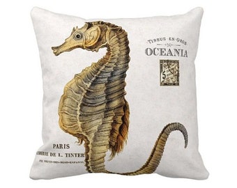 Pillow Cover Gold Seahorse