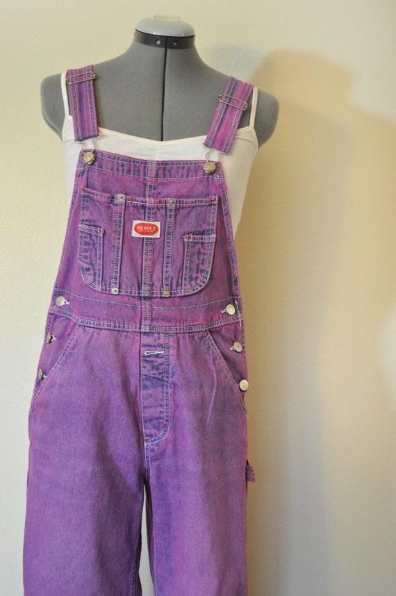 Pink Small Bib OVERALLS Hand Dyed Fuchsia Pink Revolt Denim