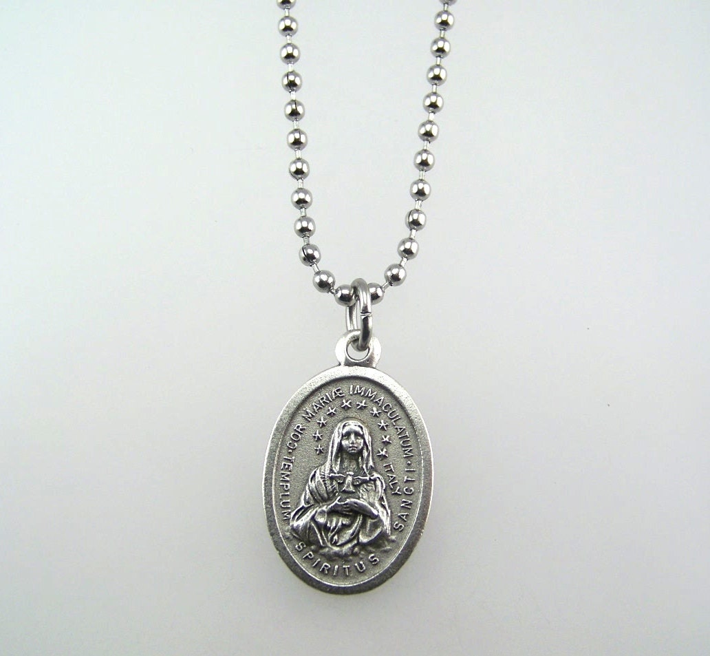 Immaculate Heart of Mary Medal Necklace Your Choice of Chain