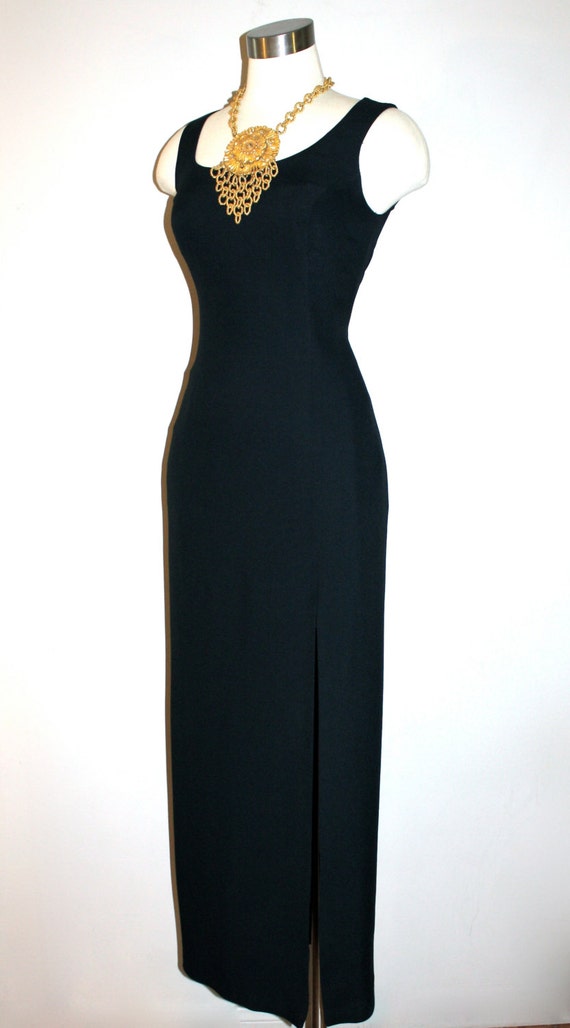 GIANNI VERSACE COUTURE Vintage Dress Black Side Slit Formal