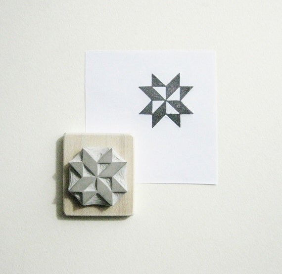 Quilt Block 02 HandCarved Rubber Stamp