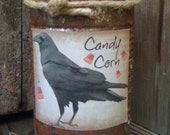 Can Candle - Rusty Can Candle - Scented -  Crow, Candy Corn Label - Homemade - Only 11.99