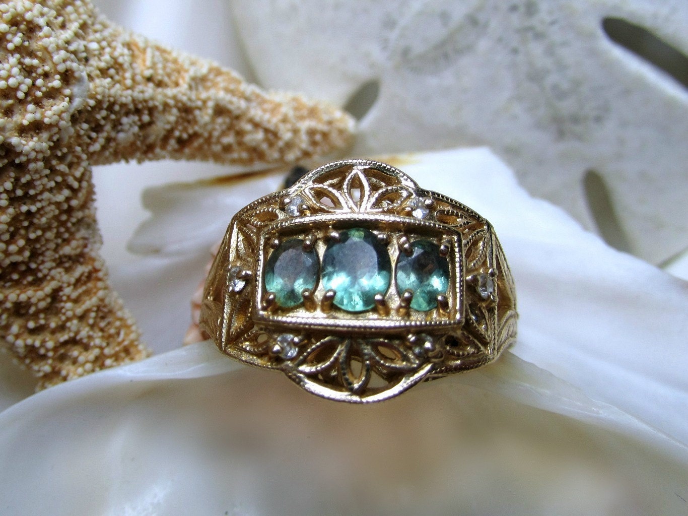 14k Natural Genuine Alexandrite Ring Diamonds Color Change