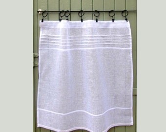 White Cafe Panel, Sheer Semi Transparant Linen Curtain, Paris Kitchen, European Style, French Window Treatment