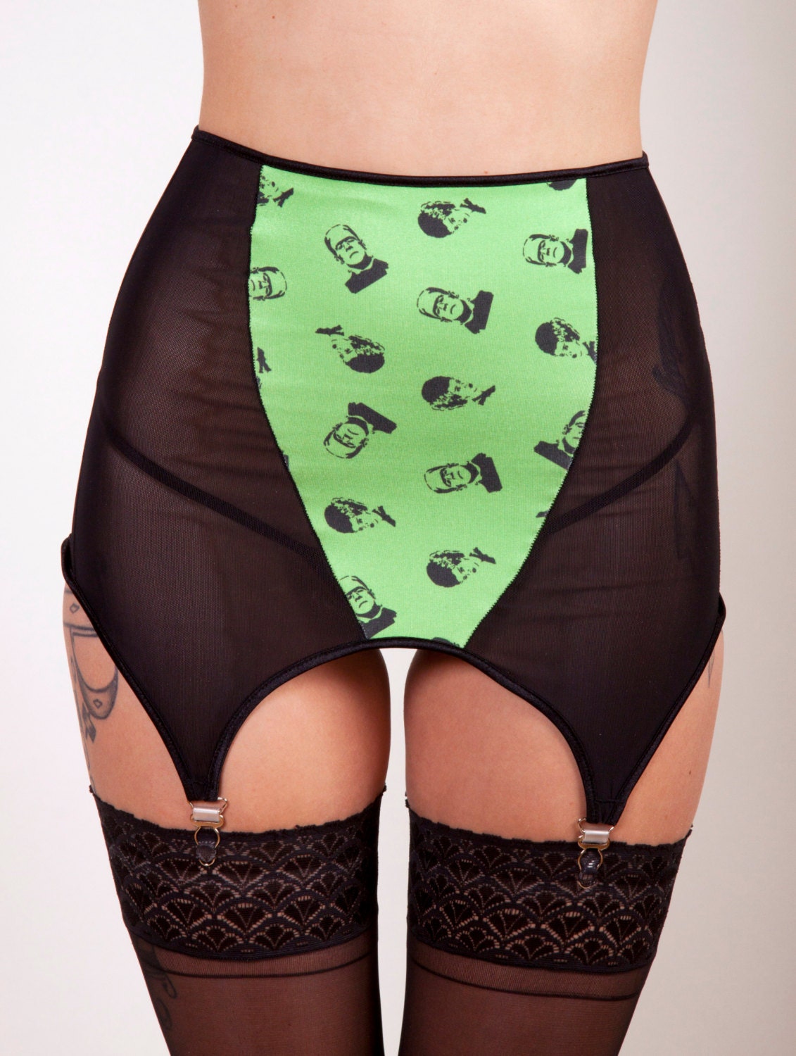 SALE and Green Garter Belt with All Over by Voluscious