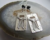 shorebird . earrings . black onyx . Kingman turquoise . sterling silver . freshwater pearl . beach . sea . ocean . bird . free US shipping